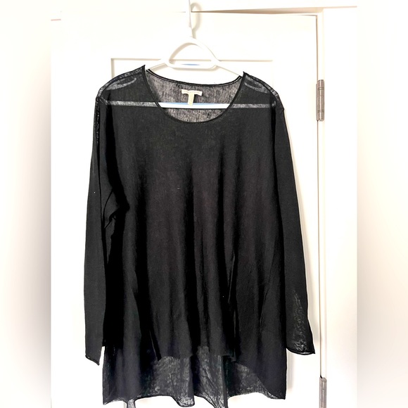 Eileen Fisher black linen tunic length sweater - Picture 1 of 3